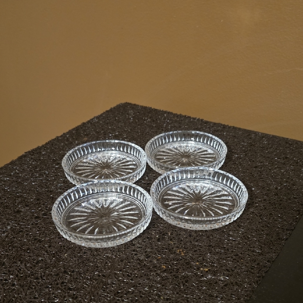 Vintage Princess House Crystal 24% Lead Set of Four Clear Glass Coasters